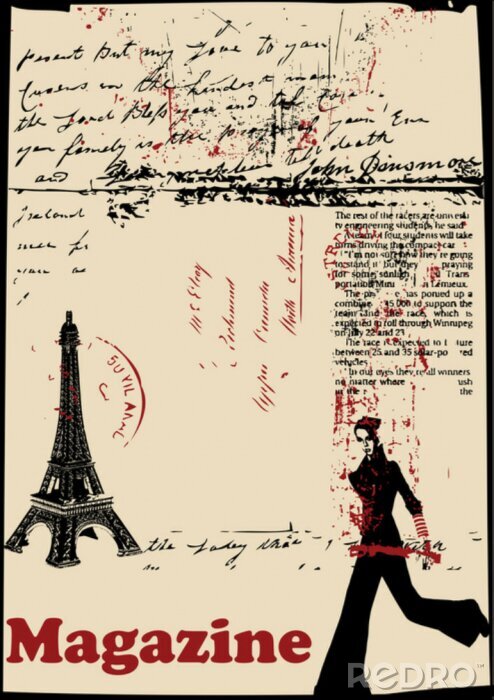 Poster Französische Schrift und Symbole