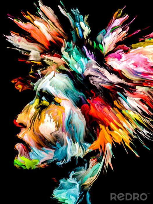 Poster Frau auf einem modernen Gemälde