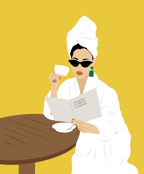 Poster Frau liest eine Modezeitschrift