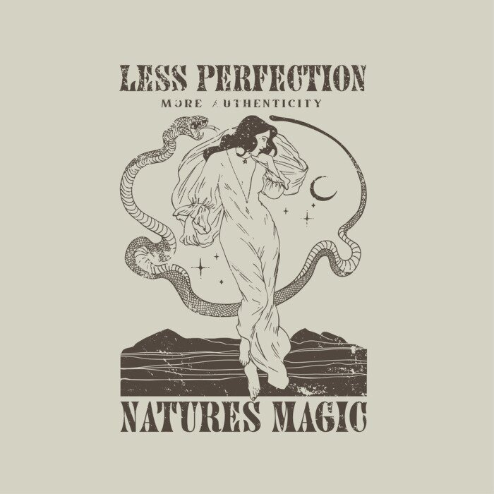 Poster Frau mit einer Schlange und einer inspirierenden Inschrift