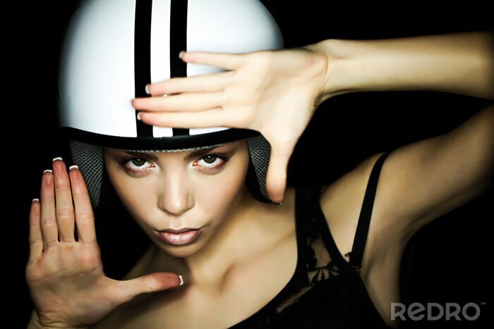 Poster Frau mit Helm