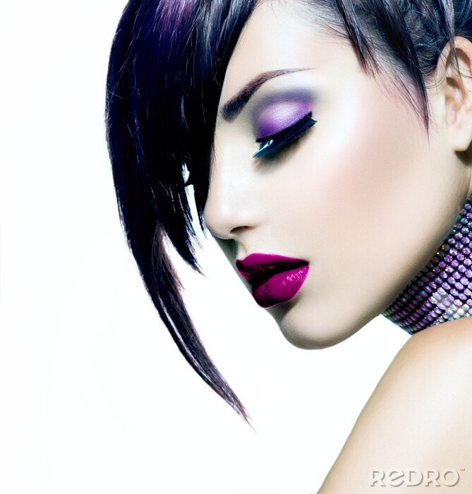Poster Frau mit lila Schminke