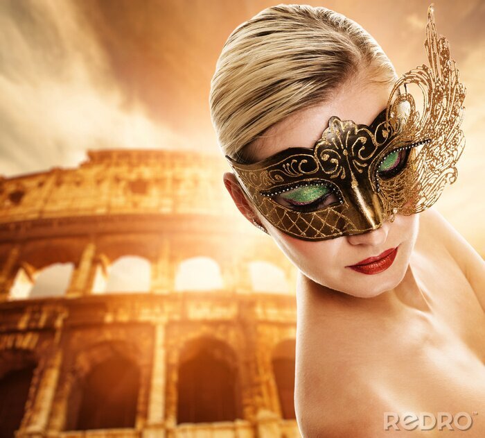 Poster Frau mit Maske