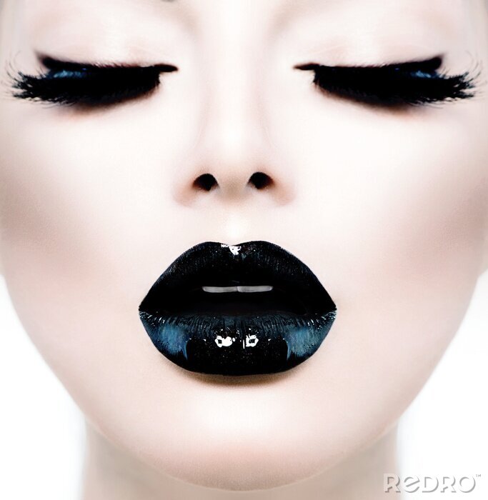 Poster Frau mit schwarzen Lippen