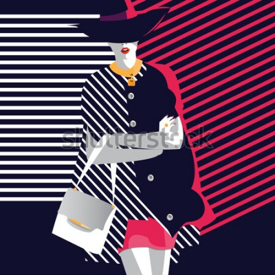 Poster Frau mit Streifen