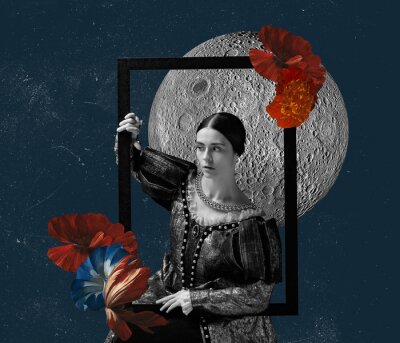 Poster Frau und der Mond