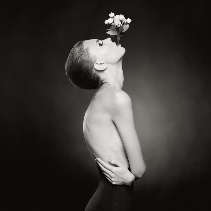 Poster Frauenakt mit Blumen
