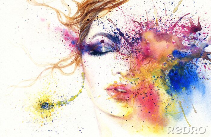 Poster Frauenporträt .abstract Aquarell .fashion Hintergrund