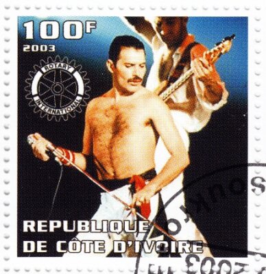 Poster Freddie Mercury auf einer Sammlermarke