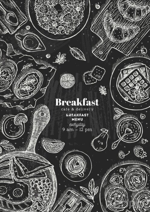 Poster Frühstückszeit mit Symbolen