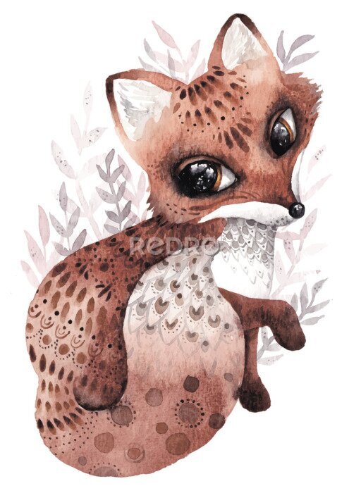 Poster Fuchs mit ethnischen Ornamenten