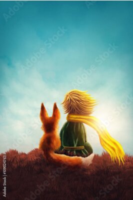Poster Fuchs und Junge - Figuren aus dem Buch &quot;Der kleine Prinz&quot;