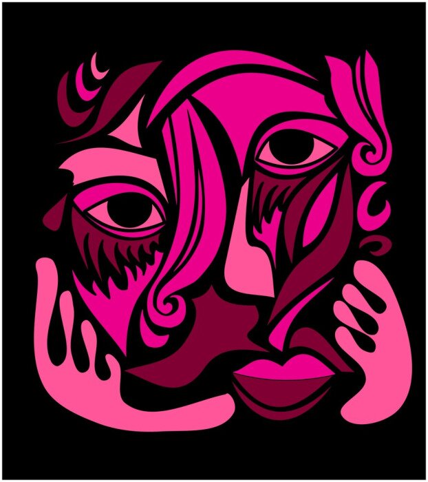 Poster Funky Abstrakte Kunst Gesicht