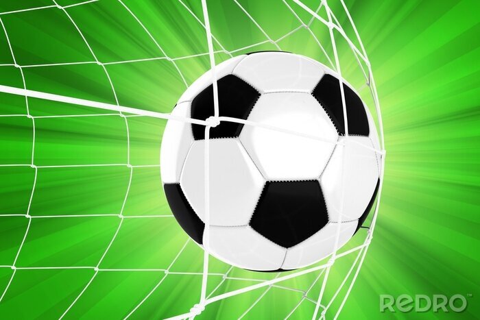 Poster Fußball-Ball in einem Netz
