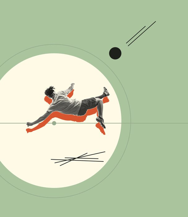 Poster Fußball-Collage aufs Tor geschossen