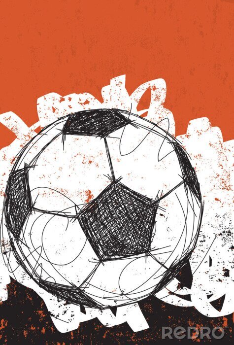 Poster Fußball Grafik mit Skizze eines Balls