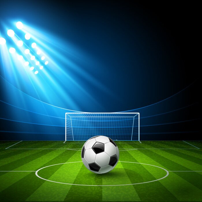 Poster Fußball in der Mitte des Fußballplatzes