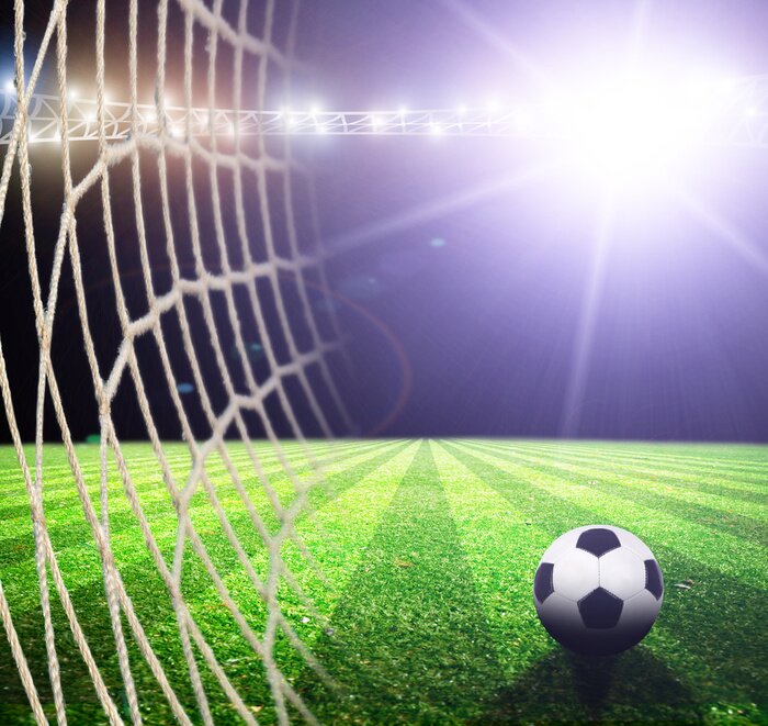 Poster Fußball Rasen für ein Spiel vorbereitet