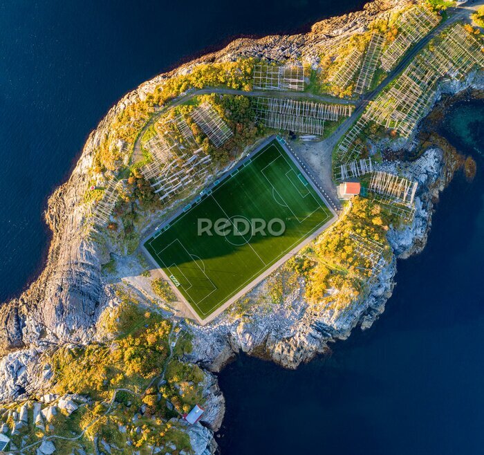 Poster Fußballplatz am Meer