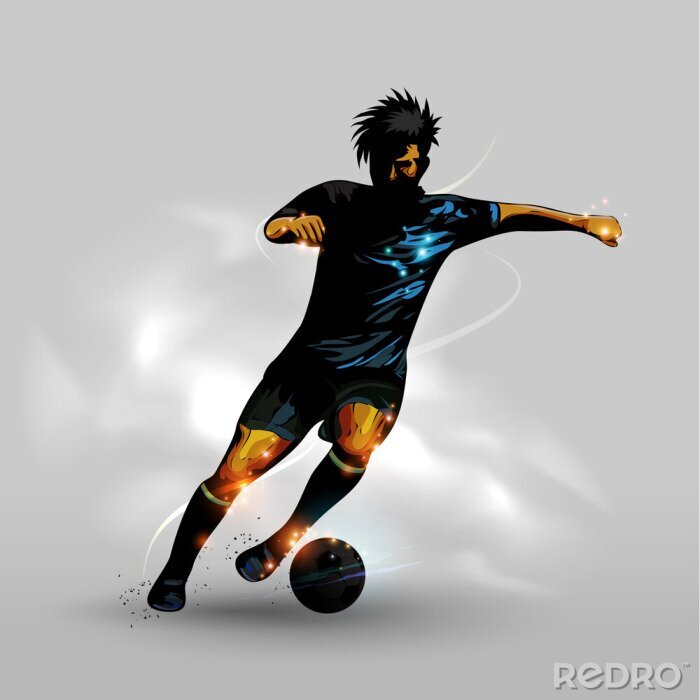 Poster Fußballspieler 3D in Bewegung