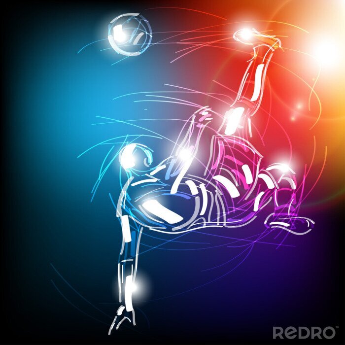 Poster Fußballspieler akrobatische Posen