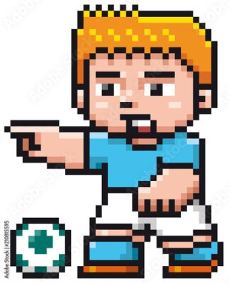 Poster Fußballspieler aus einem Pixelspiel