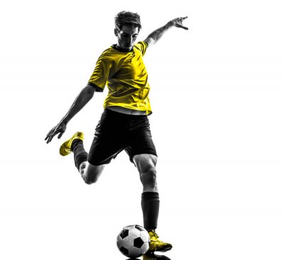 Poster Fußballspieler im gelben Trikot