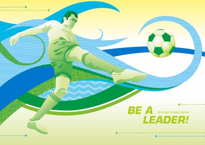 Poster Fußballspieler in Aktion Vintage-Stil