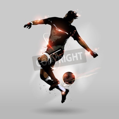 Fototapete Fußballspieler in Lichtstrahlen