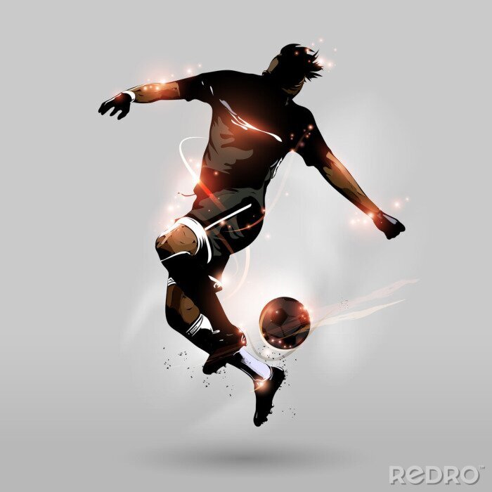 Poster Fußballspieler jongliert mit dem Ball