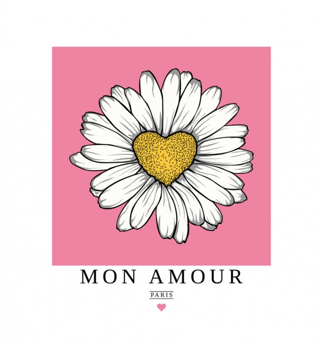 Poster Gänseblümchen mit Herzen