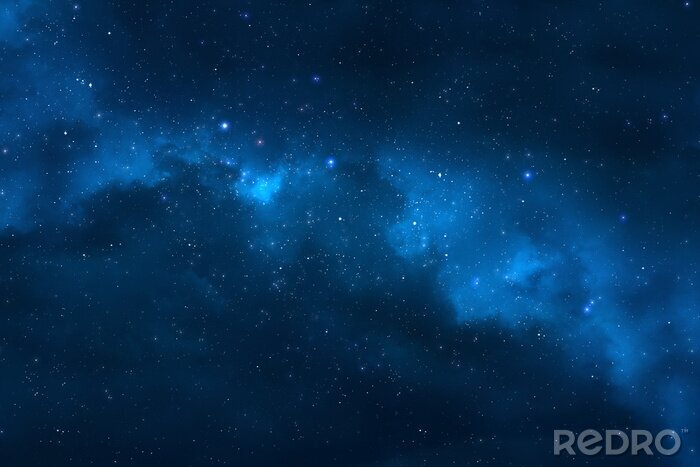 Poster Galaxie in dunkelblauen Tönen mit Sternen