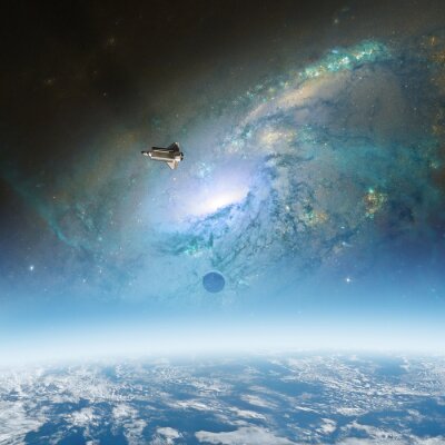 Galaxie und Raumschiff