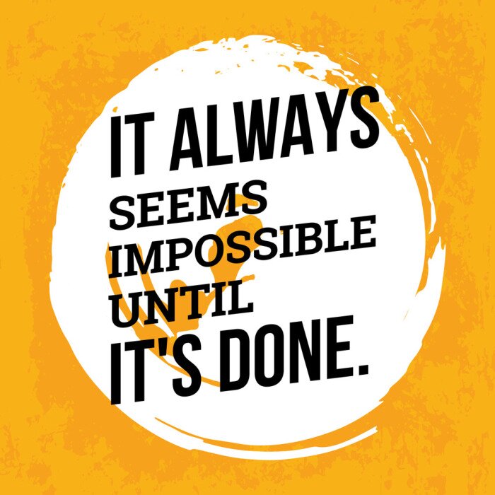 Poster Gelb-weiße Grafik mit einem Spruch