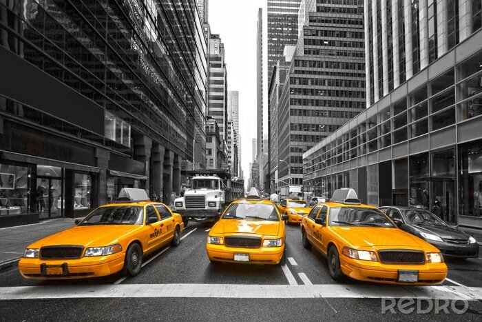 Poster Gelbe New Yorker Taxis auf der Straße