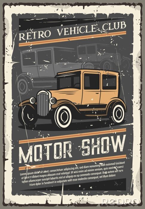 Poster Gelber Oldtimer und Motor Show