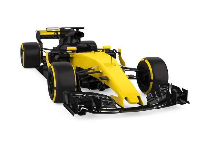 Poster Gelbes Auto auf weißem Hintergrund