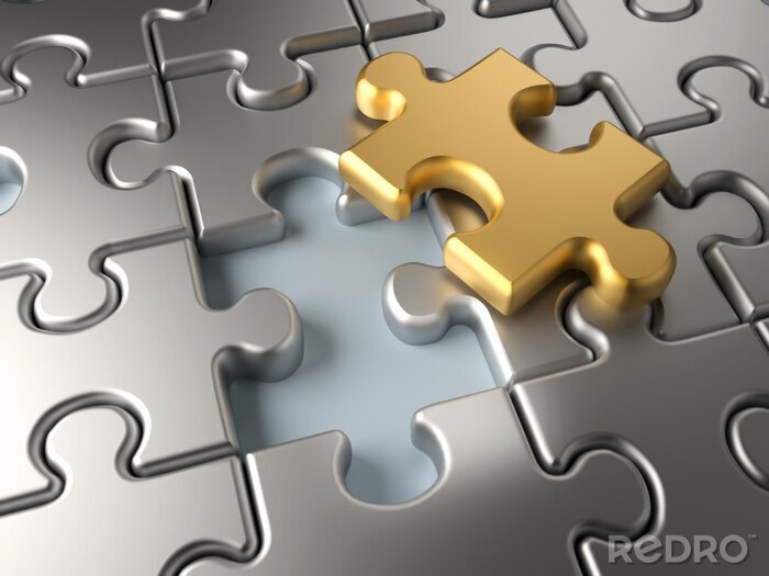 Poster Gelbes Puzzle 3D