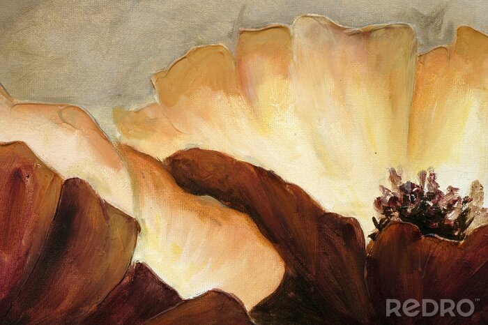 Poster Gemalte Mohne in Beige