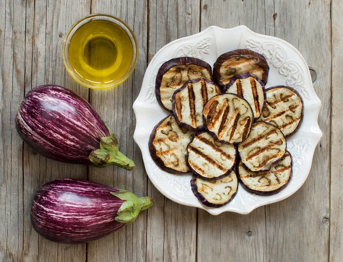 Poster Gemüse gegrillte Aubergine in Scheiben