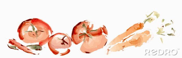 Poster Gemüse in Aquarell gemalt subtile Illustration