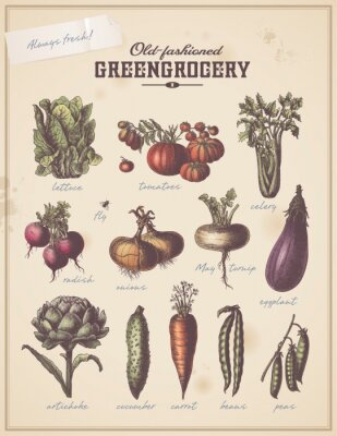 Poster Gemüseladen mit frischen Produkten