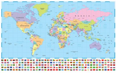 Genaue politische Karte mit Länderkarten