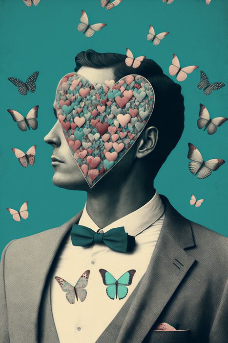 Poster Gentleman und Schmetterlinge