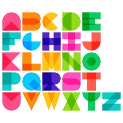 Poster Geometrische Farben in Form von Buchstaben