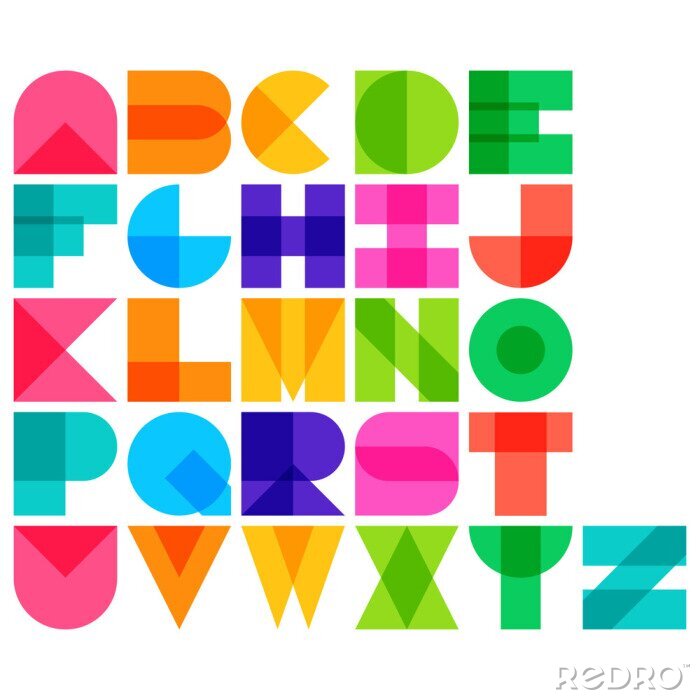 Poster Geometrische Farben in Form von Buchstaben