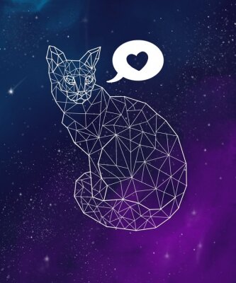 Poster Geometrische Katze auf dem Hintergrund der Galaxie