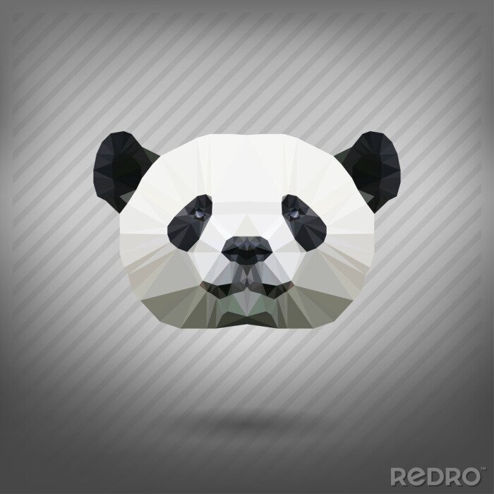 Poster Geometrischer Panda auf grauem Hintergrund