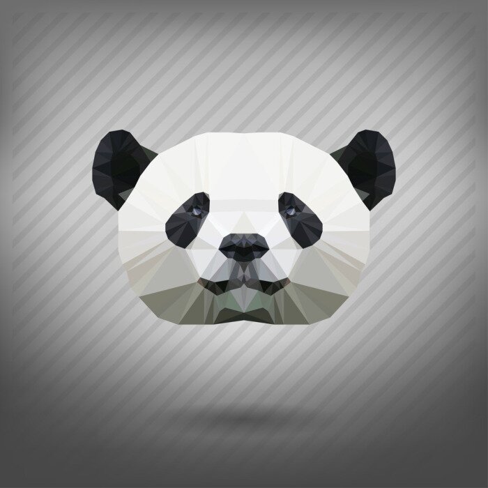Poster Geometrischer Panda auf grauem Hintergrund