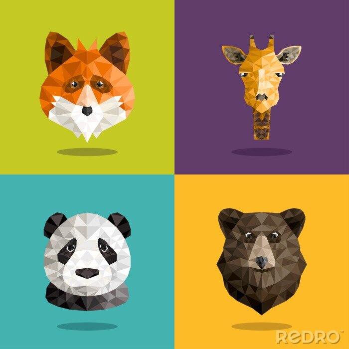 Poster Geometrischer Panda und Tiere